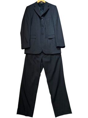 Banana Republic Mens Modern Wool 2 Piece Suit 3 Button Blazer Sz 40R Black
